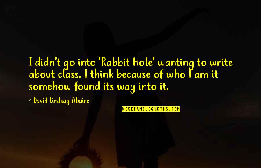 Catchy Clarinet Quotes By David Lindsay-Abaire: I didn't go into 'Rabbit Hole' wanting to
