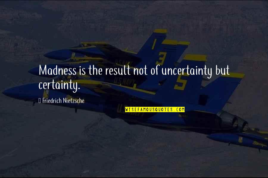 Catchy Fitness Quotes By Friedrich Nietzsche: Madness is the result not of uncertainty but
