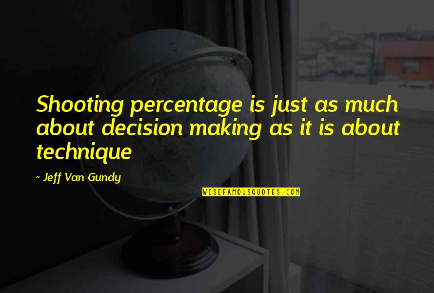 Catchy Jazz Quotes By Jeff Van Gundy: Shooting percentage is just as much about decision