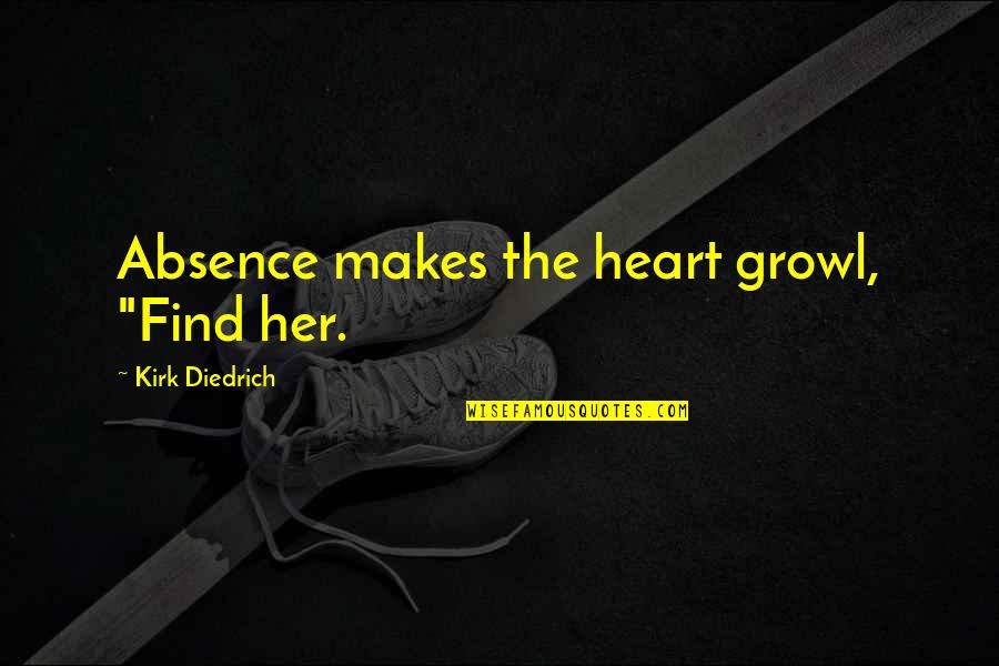 Catchy Salon Quotes By Kirk Diedrich: Absence makes the heart growl, "Find her. Catchy Salon Quotes By Kirk Diedrich: Absence makes the heart growl, "Find her.