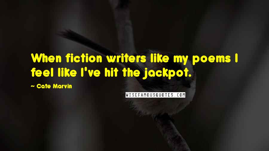 Cate Marvin quotes: When fiction writers like my poems I feel like I've hit the jackpot.