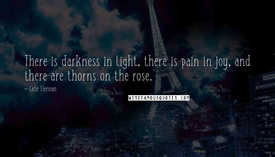 Cate Tiernan quotes: There is darkness in light, there is pain in joy, and there are thorns on the rose.