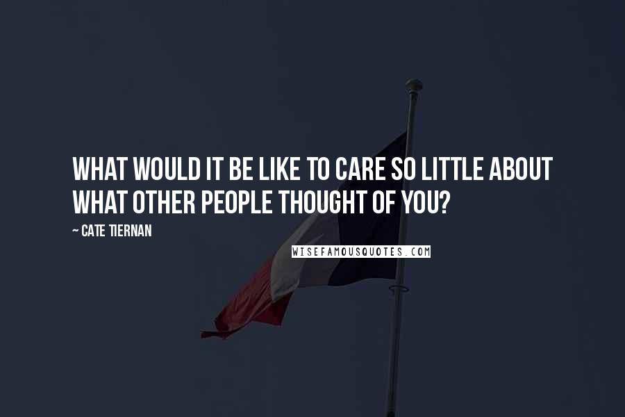 Cate Tiernan quotes: What would it be like to care so little about what other people thought of you?