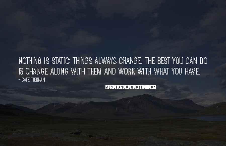 Cate Tiernan quotes: Nothing is static; things always change. The best you can do is change along with them and work with what you have.