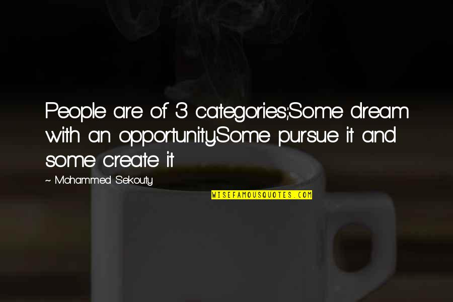 Categories Quotes By Mohammed Sekouty: People are of 3 categories;Some dream with an