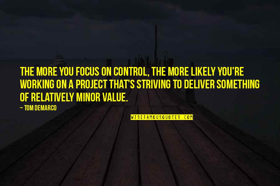 Cater To Him Quotes By Tom DeMarco: The more you focus on control, the more