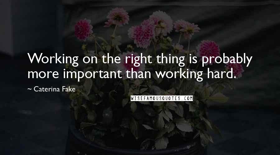 Caterina Fake quotes: Working on the right thing is probably more important than working hard.