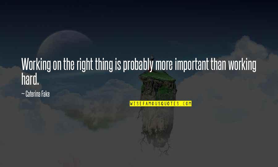 Caterina Fake Quotes By Caterina Fake: Working on the right thing is probably more