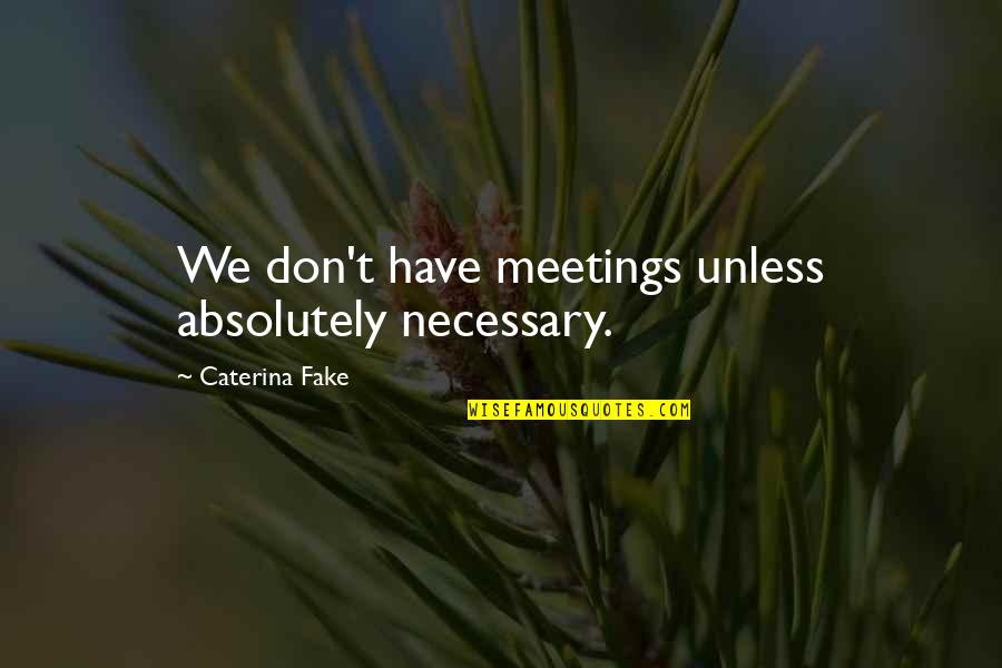Caterina Fake Quotes By Caterina Fake: We don't have meetings unless absolutely necessary.