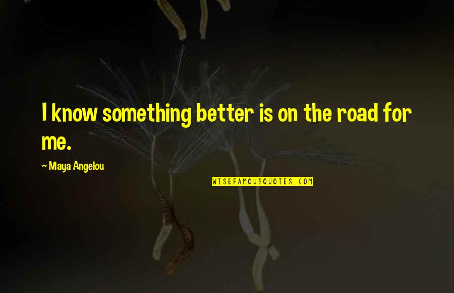 Catering To Others Quotes By Maya Angelou: I know something better is on the road