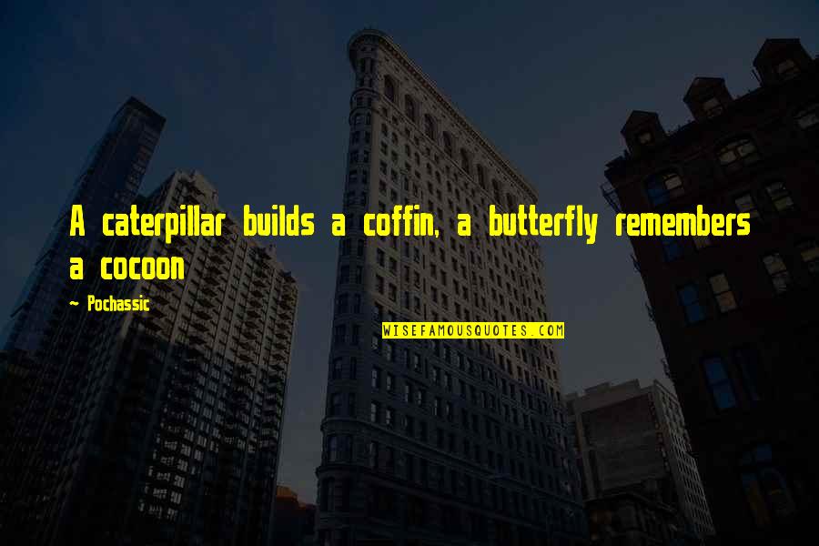 Caterpillar Cocoon Butterfly Quotes By Pochassic: A caterpillar builds a coffin, a butterfly remembers