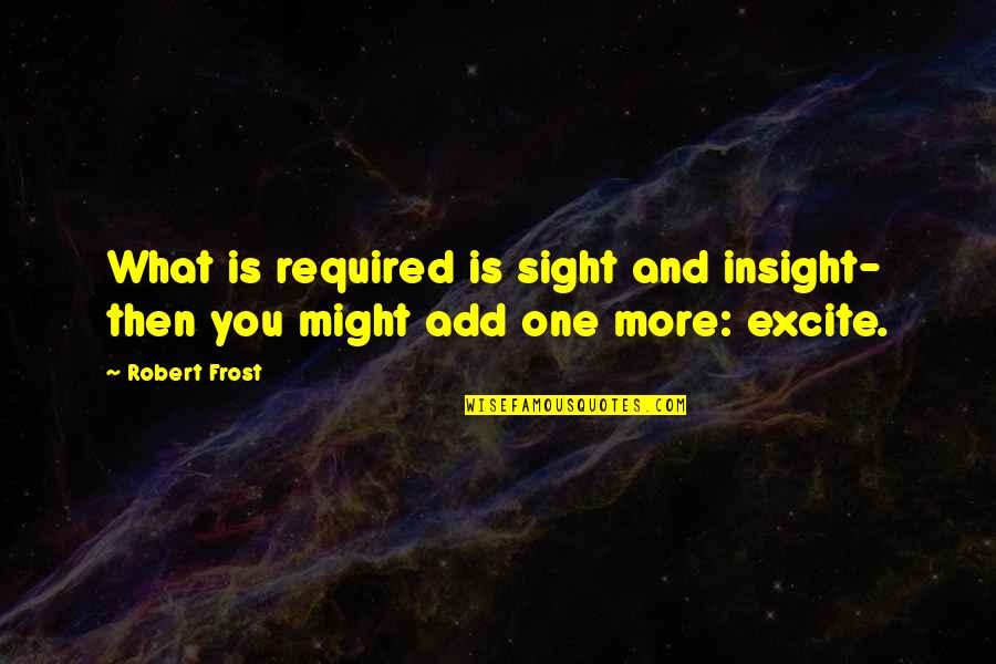 Catfighting Quotes By Robert Frost: What is required is sight and insight- then