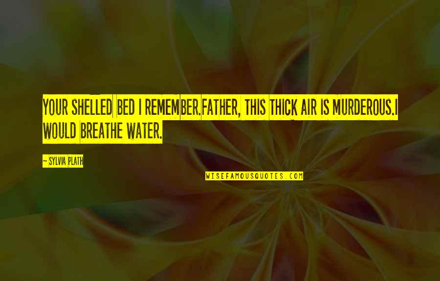 Catfish 2010 Quotes By Sylvia Plath: Your shelled bed I remember.Father, this thick air