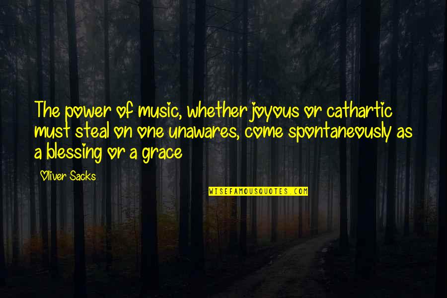 Catharsis Quotes By Oliver Sacks: The power of music, whether joyous or cathartic