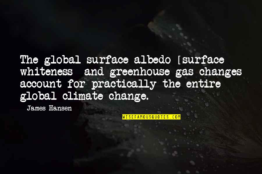Catherine And Heathcliff's Love Quotes By James Hansen: The global surface albedo [surface whiteness] and greenhouse