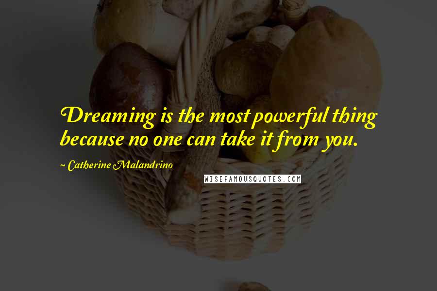 Catherine Malandrino quotes: Dreaming is the most powerful thing because no one can take it from you.