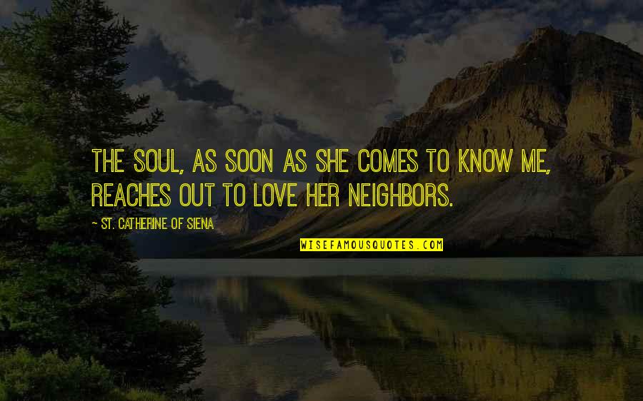 Catherine Of Siena Quotes By St. Catherine Of Siena: The soul, as soon as she comes to Catherine Of Siena Quotes By St. Catherine Of Siena: The soul, as soon as she comes to