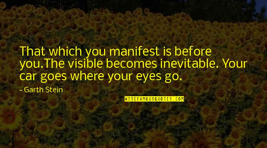 Cathy Dollanganger Quotes By Garth Stein: That which you manifest is before you.The visible