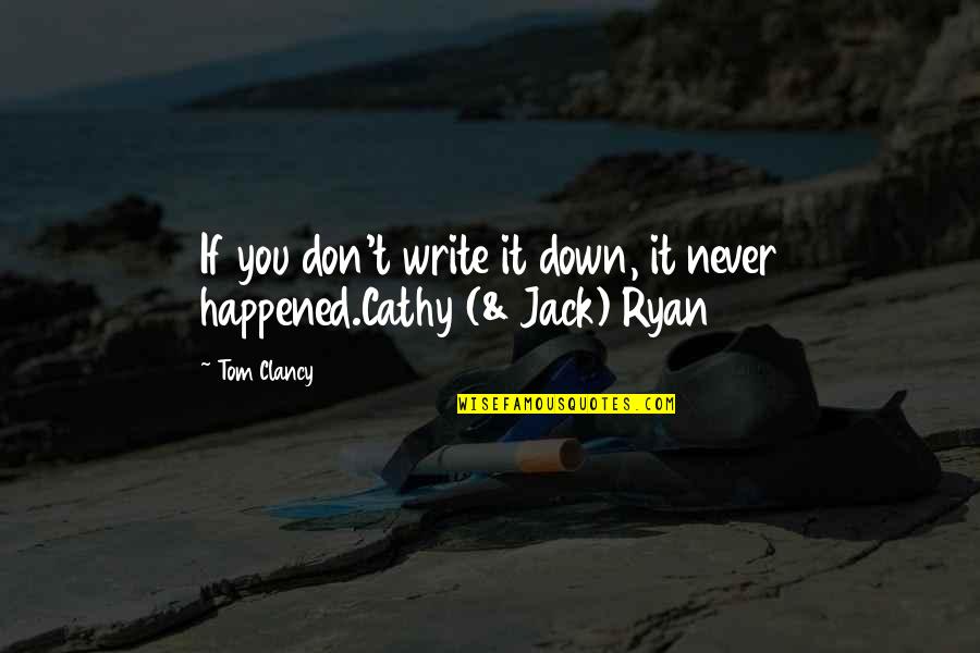 Cathy Quotes By Tom Clancy: If you don't write it down, it never
