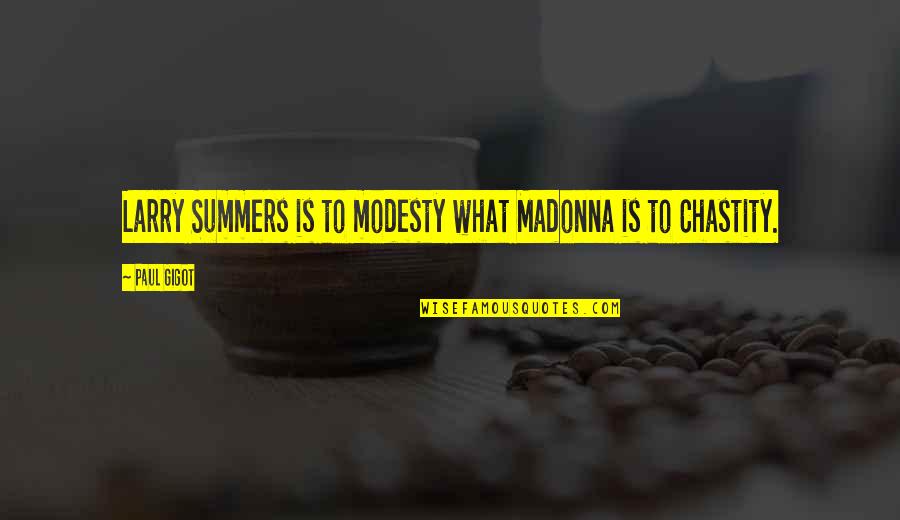 Catis Corner Quotes By Paul Gigot: Larry Summers is to modesty what Madonna is
