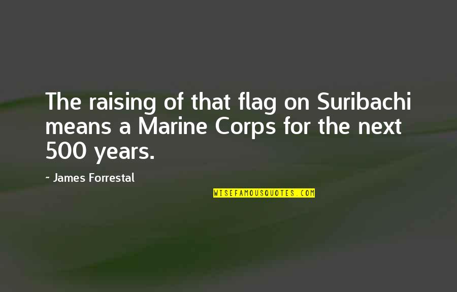 Cato Sicarius Quotes By James Forrestal: The raising of that flag on Suribachi means