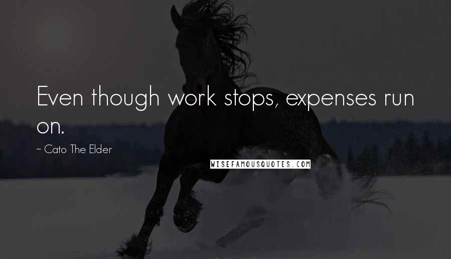 Cato The Elder quotes: Even though work stops, expenses run on.