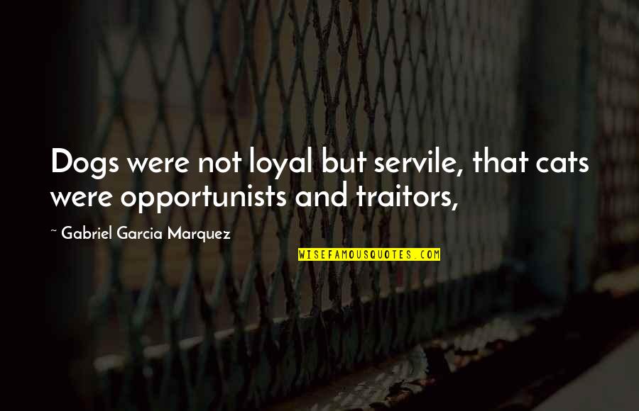 Cats And Dogs Quotes By Gabriel Garcia Marquez: Dogs were not loyal but servile, that cats Cats And Dogs Quotes By Gabriel Garcia Marquez: Dogs were not loyal but servile, that cats