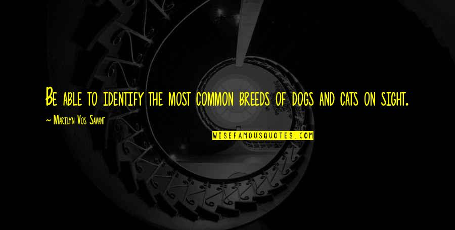 Cats And Dogs Quotes By Marilyn Vos Savant: Be able to identify the most common breeds Cats And Dogs Quotes By Marilyn Vos Savant: Be able to identify the most common breeds