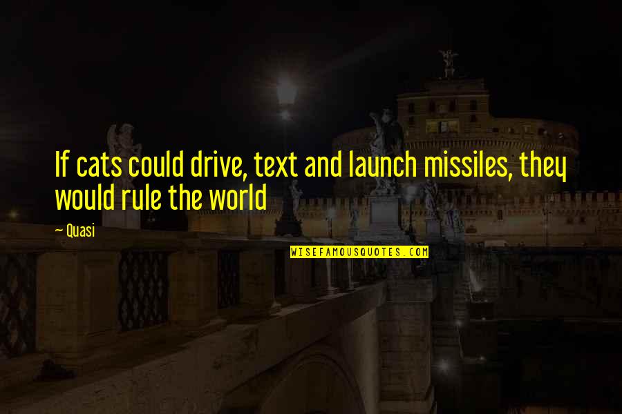 Cats Rule The World Quotes By Quasi: If cats could drive, text and launch missiles,