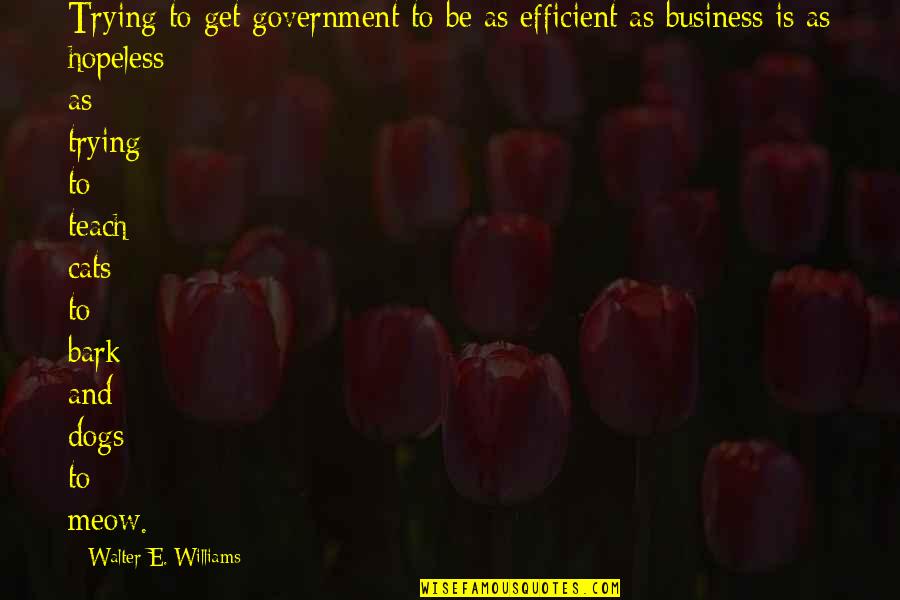 Cats Vs Dogs Quotes By Walter E. Williams: Trying to get government to be as efficient