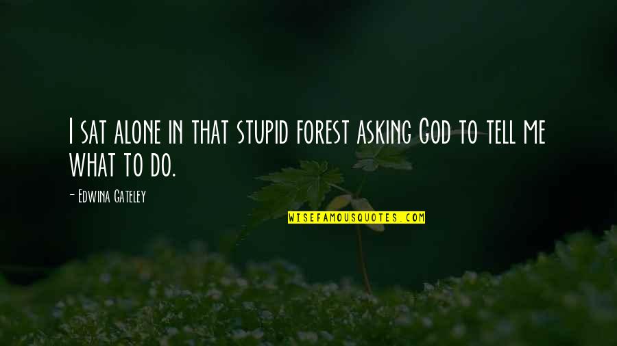 Cattivit Quotes By Edwina Gateley: I sat alone in that stupid forest asking Cattivit Quotes By Edwina Gateley: I sat alone in that stupid forest asking