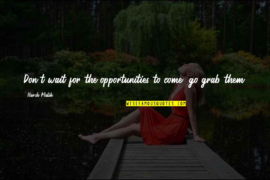 Cattle Ranch Quotes By Harsh Malik: Don't wait for the opportunities to come, go