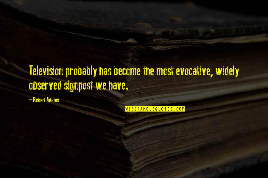 Cattle Ranch Quotes By Robert Adams: Television probably has become the most evocative, widely