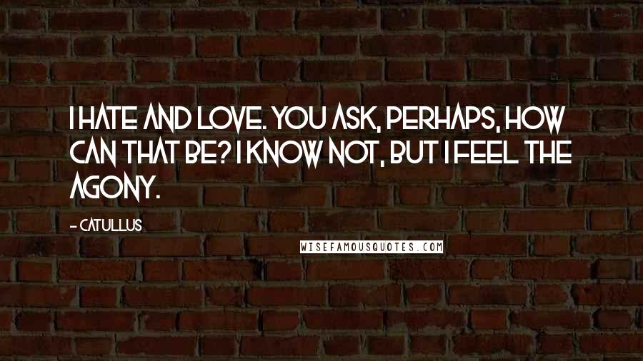 Catullus quotes: I hate and love. You ask, perhaps, how can that be? I know not, but I feel the agony.