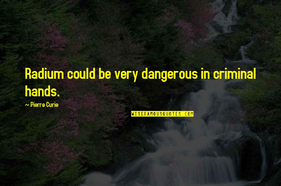 Catylyn Stark Quotes By Pierre Curie: Radium could be very dangerous in criminal hands.
