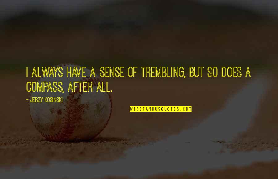 Cauce Rios Quotes By Jerzy Kosinski: I always have a sense of trembling, but