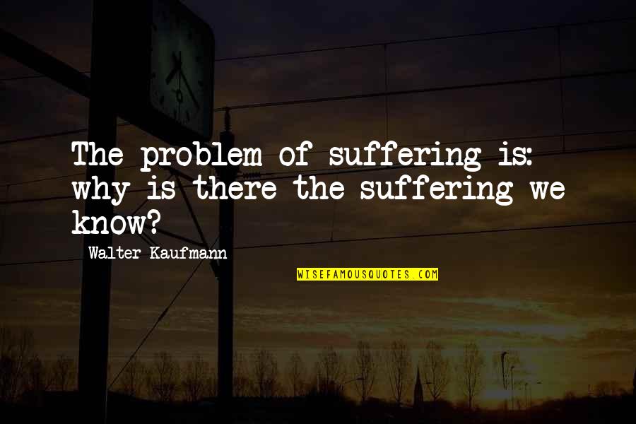Caucescau Quotes By Walter Kaufmann: The problem of suffering is: why is there