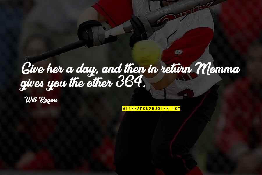 Caudaloso Rio Quotes By Will Rogers: Give her a day, and then in return