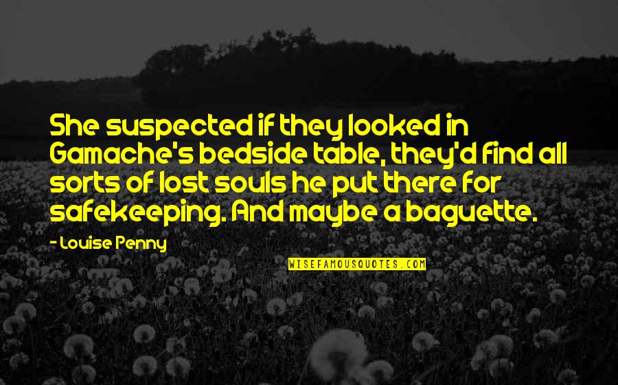 Caupolican Ferreteria Quotes By Louise Penny: She suspected if they looked in Gamache's bedside Caupolican Ferreteria Quotes By Louise Penny: She suspected if they looked in Gamache's bedside