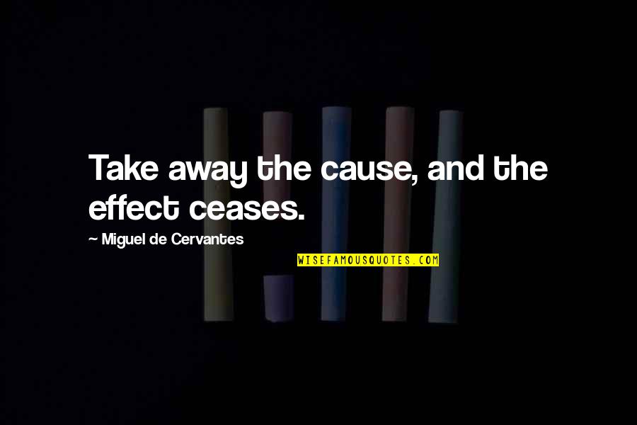 Cause And Effect Quotes By Miguel De Cervantes: Take away the cause, and the effect ceases.