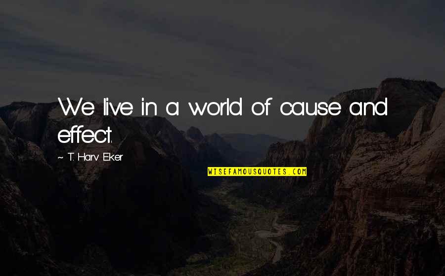 Cause And Effect Quotes By T. Harv Eker: We live in a world of cause and