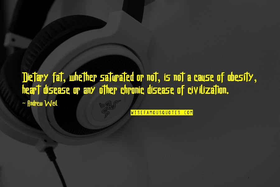 Cause Of Obesity Quotes By Andrew Weil: Dietary fat, whether saturated or not, is not