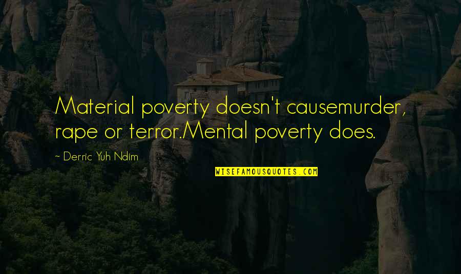 Cause Of Poverty Quotes By Derric Yuh Ndim: Material poverty doesn't causemurder, rape or terror.Mental poverty