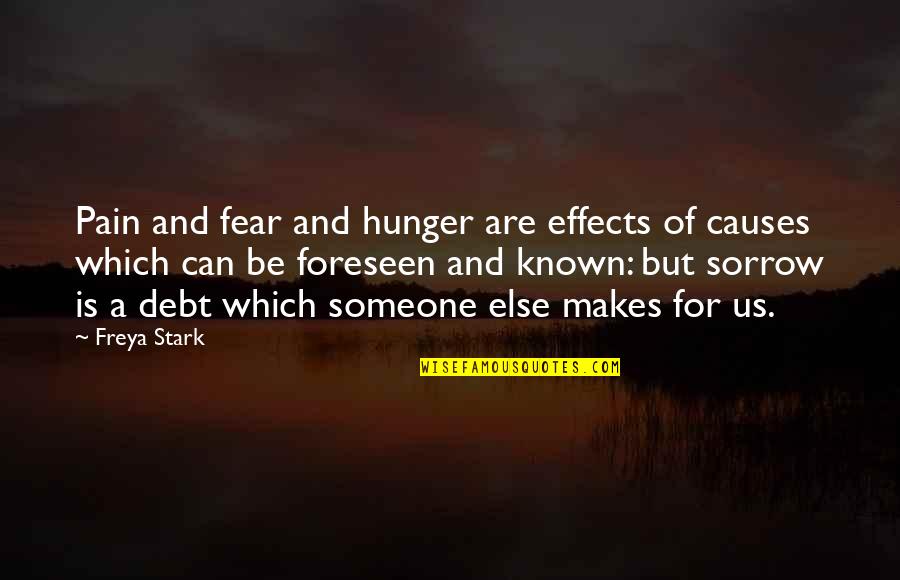 Causes And Effects Quotes By Freya Stark: Pain and fear and hunger are effects of