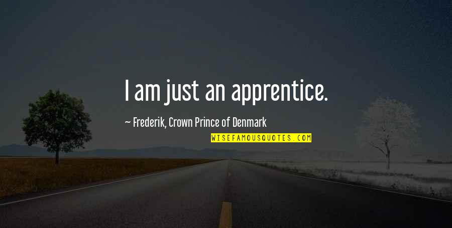 Cauterizing Quotes By Frederik, Crown Prince Of Denmark: I am just an apprentice.