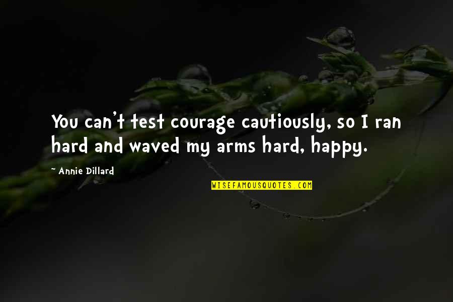 Cautiously Quotes By Annie Dillard: You can't test courage cautiously, so I ran