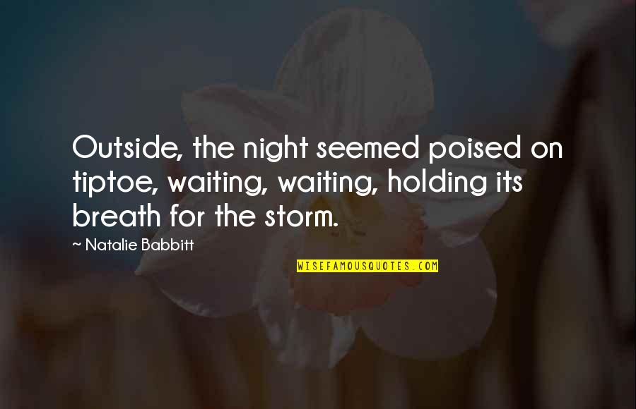 Cavegirl Found Quotes By Natalie Babbitt: Outside, the night seemed poised on tiptoe, waiting,