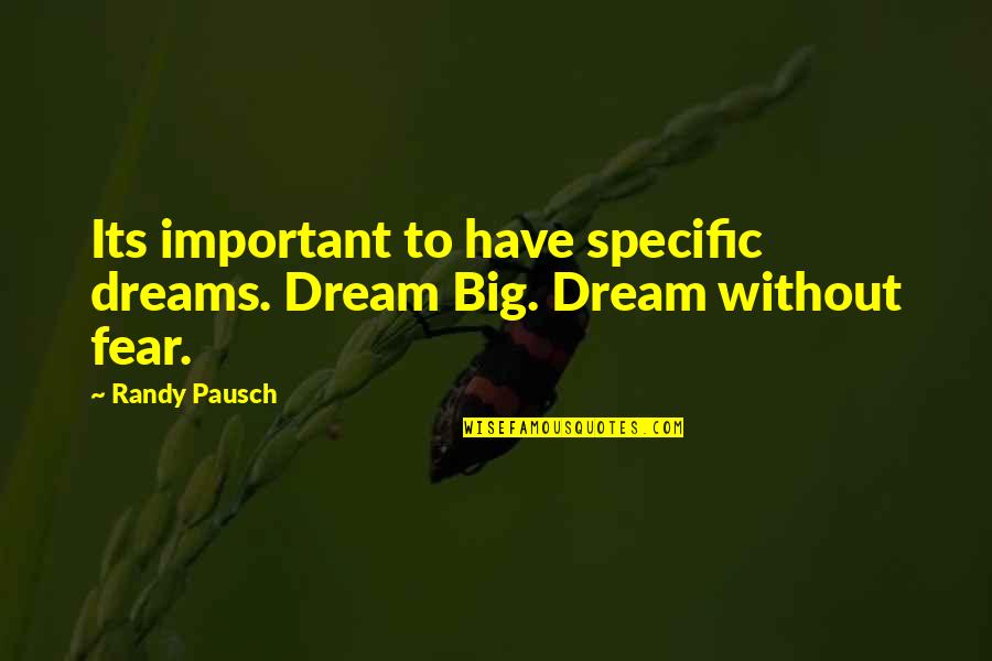 Cavernous Transformation Quotes By Randy Pausch: Its important to have specific dreams. Dream Big.