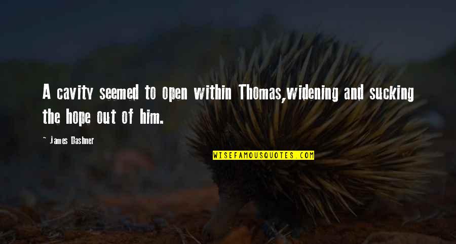 Cavity Quotes By James Dashner: A cavity seemed to open within Thomas,widening and