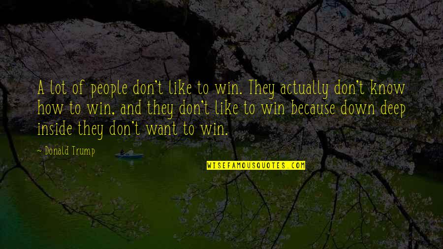 Cayla Brady Quotes By Donald Trump: A lot of people don't like to win. Cayla Brady Quotes By Donald Trump: A lot of people don't like to win.